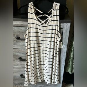 Cream/Blue Stripe Dress